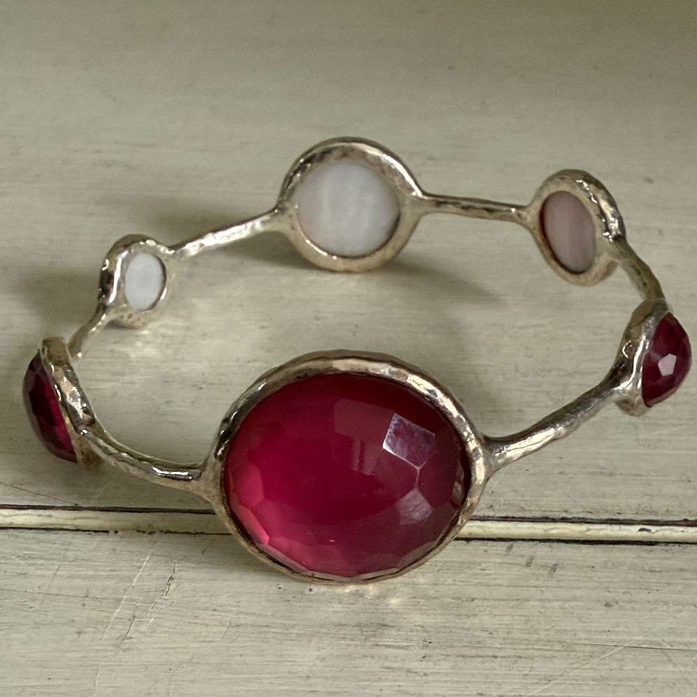 Ippolita Silver Bracelet with Red and White Gems